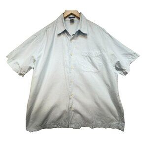 Old Navy Mens Short Sleeve Button Up Shirt Size L Blue Linen Blend Casual Travel
